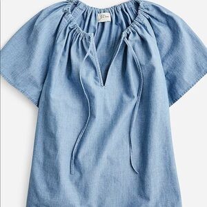 Jcrew tie neck chambray top